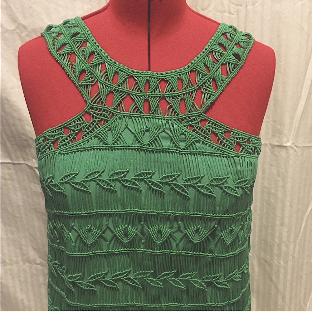 SALE NWOT DIANE FURSTENBERG LIZA MACRAME CROCHET DRESS in Emerald Green - Picture 5 of 10